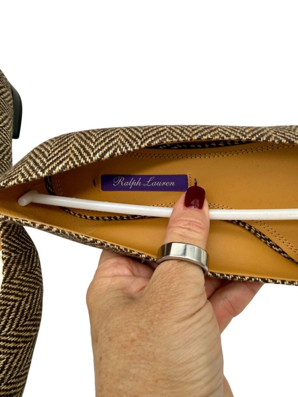 Ralph Lauren Kendrya herringbone tweed ballet flats Purple Label Collection NWB- - Picture 7 of 7